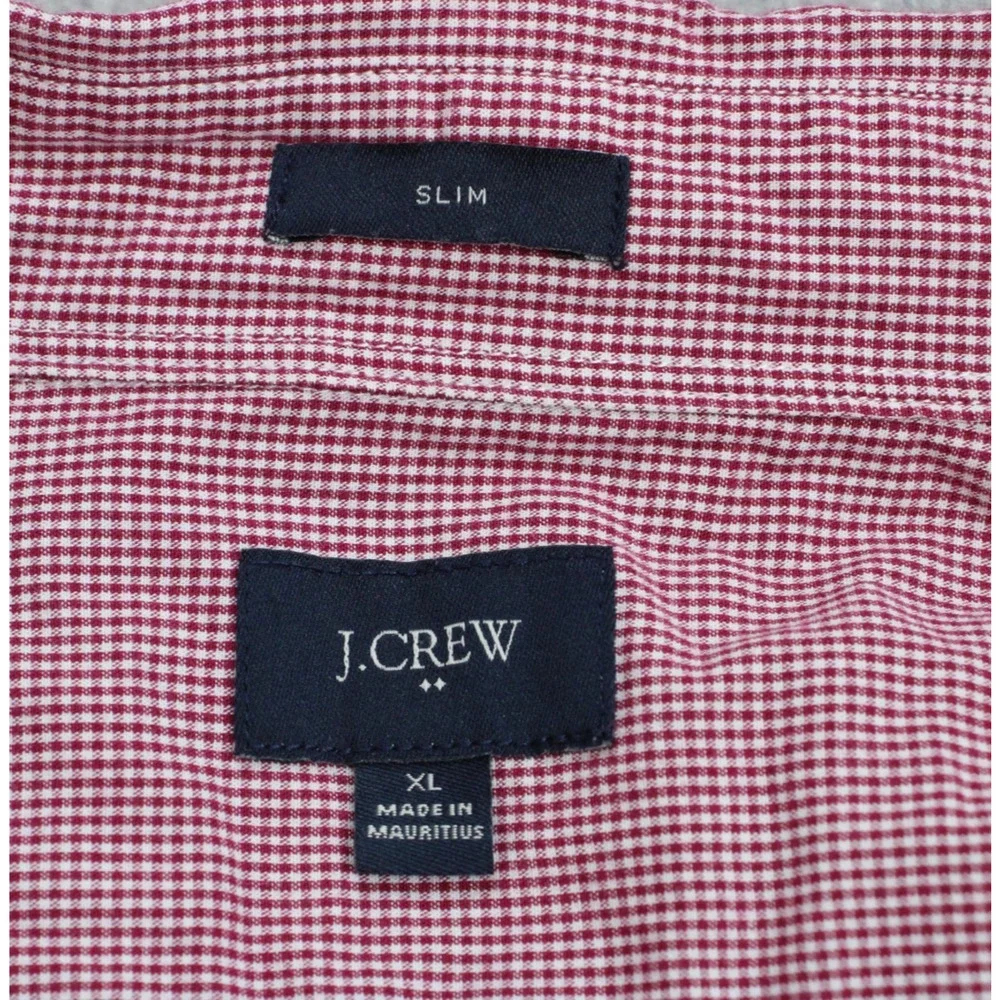 J‎ Crew Shirt Mens XL Gingham Check 100% Cotton Slim Fit Button-Down